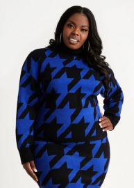 Houndstooth Turtleneck sweater  at Ashley Stewart