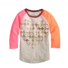 Houndstooth heart baseball tee at J. Crew