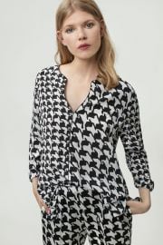 Houndstooth print silk blouse at Carolina Herrera