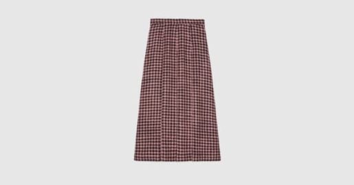 Houndstooth wool pleated skirt in pink and black   US at Gucci