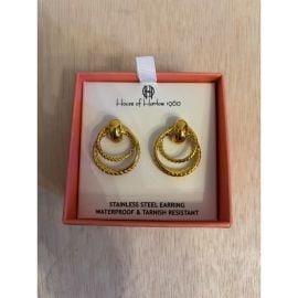 House Of Harlow 1960 Gold Toned Rope Knot Knocker Double Hoop Earrings NIB at eBay