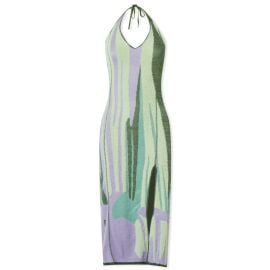 House Of Sunny Lakeside Hockney Knitted Halter Neck Dress Grass Green amp Parma Violet END US at END.