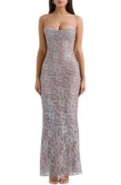 House of CB Azzurra Metallic Lace Body Con Gown at Nordstrom