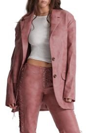 House of CB Kiera Oversize Faux Leather Blazer in Warm Pink at Nordstrom