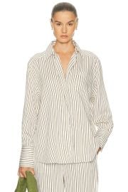 House of Dagmar Fluid Stripe Shirt in Cream White FWRD at FWRD