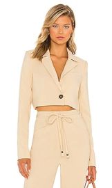 House of Harlow 1960 x Sofia Richie Prague Cropped Blazer in Taupe at Revolve