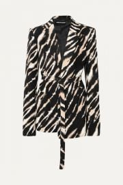 House of Holland - Belted zebra-print cotton-canvas blazer at Net A Porter