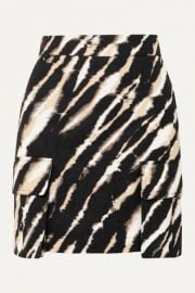 House of Holland - Zebra-print cotton-canvas mini skirt at Net A Porter