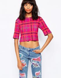 House of Holland Plaid Crop T-Shirt at Asos