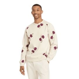 Houston White Adult Floral Print Fleece Crewneck Pullover Sweatshirt - Cream Small - Walmartcom at Walmart
