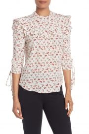 Howell Floral Ruched Sleeve Silk Blouse at Nordstrom Rack