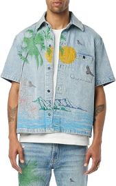 Hudson Jeans Printed Short Sleeve Denim Shirt at Amazon