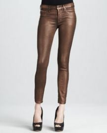 Hudson Nico Copper Minx Glitter Mid-Rise Super Skinny Jeans at Neiman Marcus