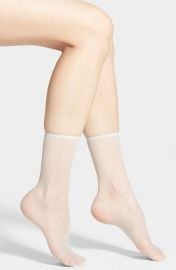 Hue Sheer Ankle Socks in White at Nordstrom