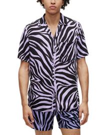 Hugo Boss Mens Ellino Regular-Fit Zebra-Print Shirt - Macys at Macys