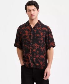 Hugo Boss Printed Short Sleeve Oversized Camp Shirt at Macys