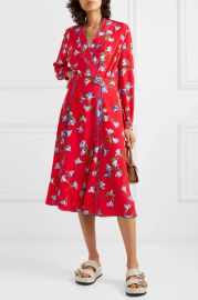 Hugo floral-print crepe de chine wrap dress at Net A Porter