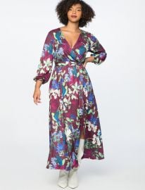 Hummingbird Floral Printed Wrap Maxi Dress at Eloquii