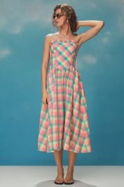 Hunter Bell Corey Strapless Ruffle Trim Midi Dress at Anthropologie