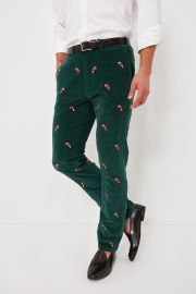 Hunter Green Candy Cane Embroidered Corduroy Pants 34quot Inseam Castaway Clothing at Tuckernuck