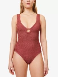 Hunza G Celine Stripe Seersucker One Piece Swimsuit at Selfridges