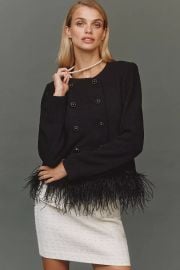 Hutch Malina Faux Feather Trim Tweed Jacket2 at Anthropologie