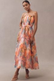 Hutch Strapless Belted Chiffon Floral Maxi Dress at Anthropologie