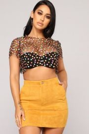 I Mesh You Polka Dot Top at Fashion Nova