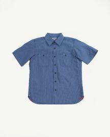 IHSH-420-PIN - 5oz Selvedge OX Cloth Short Sleeve Work Shirt - Pinstri Dant at Dant