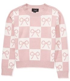 IN Girl Big Girls Long-Sleeve Mixed-Media CheckedBow-Printed Sweater Dillardx27s at Dillards