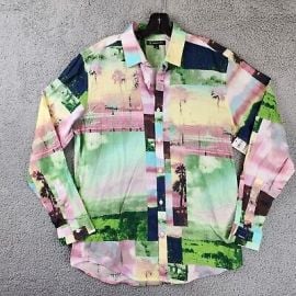 INC Beach Scene Long Sleeve Button-Up Shirt Menaposs M Potpourri Combo Collared eBay at eBay