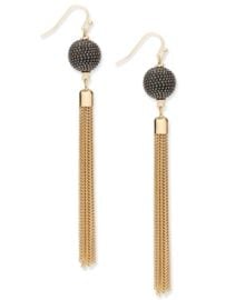 INC Gold-Tone Pavé Ball & Tassel Drop Earrings at Macys