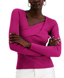 INC International Concepts Asymmetrical Rib Sweater in Jazzy Pink at Macys