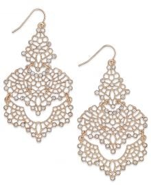 INC International Concepts Crystal Lace Chandelier Earrings at Macys