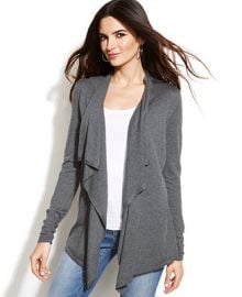 INC International Concepts Draped Asymmetrical Open-Front Cardigan - Sweaters - Women - Macys at Macys