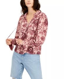 INC International Concepts Floral Print Tie Neck Blouse at Macys