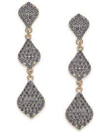 INC International Concepts Gold-Tone Crystal Triple Drop Earrings at Macys