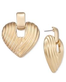 INC International Concepts Gold-Tone Textured Heart Drop Earrings Created for Macys - Macys at Macys