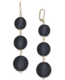 INC International Concepts Gold-Tone Wrapped Ball Triple Drop Earrings at Macys