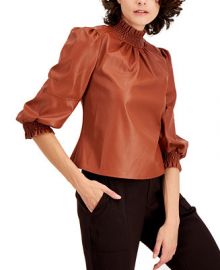 INC International Concepts I N C  Faux Leather Mock Neck Top  Created for Macy s   Reviews - Tops - Women - Macy s at Macys