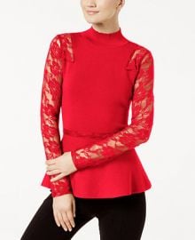 INC International Concepts I N C  Lace-Sleeve Peplum Sweater  Created for Macy s   Reviews - Sweaters - Women - Macy s at Macys