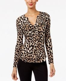 INC International Concepts I N C  Petite Printed Zip-Pocket Top  Created for Macy s   Reviews - Tops - Petites - Macy s at Macys