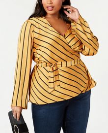 INC International Concepts I N C  Plus Size Striped Wrap Top  Created for Macy s    Reviews - Tops - Plus Sizes - Macy s at Macys