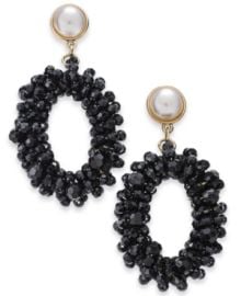 INC International Concepts Imitation Pearl Drop Hoop Earrings at Macys