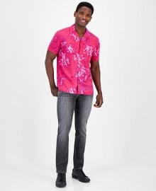 INC International Concepts Mens Regular-Fit Abstract Floral-Print Button Down Camp Shirt Created for Macys - Macys at Macys