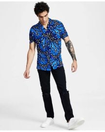 INC International Concepts Mens Regular-Fit Butterfly Short-Sleeve Shirt Created for Macys - Macys at Macys