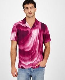 INC International Concepts Mens Smoke Stream Short Sleeve Button-Front Camp Shirt Created for Macys - Macys at Macys