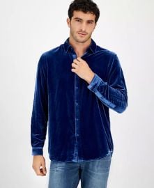 INC International Concepts Mens Velvet Long Sleeve Button-Front Shirt Created for Macys - Macys at Macys