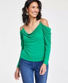 INC International Concepts Petite Chain-Strap Off-The-Shoulder Top Created for Macys - Macys at Macys