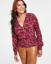 INC International Concepts Petite Printed Surplice Top Created for Macys - Macys at Macys